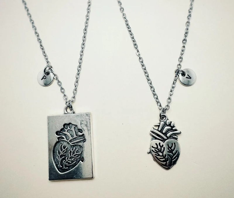 Custom Couple Splicing Heart Necklace Cast