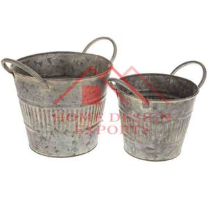 Dernier design Vente chaude Creative Farmhouse Vintage Rustic White Galvanized Chilled Beer Bucket Tub avec poignée pour Home Bar - Product Image 4