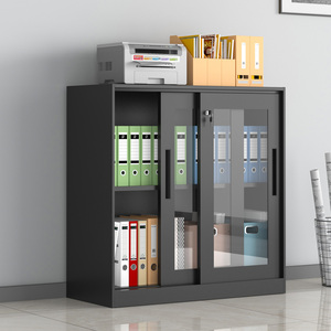 2 armoires de classement métalliques à portes coulissantes en verre, armoires de <span class=keywords><strong>bureau</strong></span>, armoires de rangement en acier avec serrures pour bureaux, écoles, hôpitaux, gymnases - Product Image 3