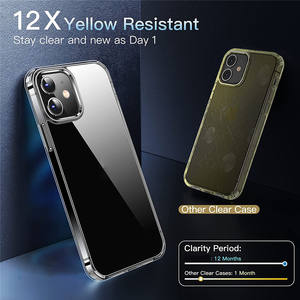 Per il <span class=keywords><strong>iPhone</strong></span> di Apple <span class=keywords><strong>12</strong></span> 11 XS Crystal Clear Molle Del Respingente di TPU Duro Posteriore del PC Rinforzato Angolo Assorbimento Degli Urti Anti-Giallo Sottile Della Copertura - Product Image 2