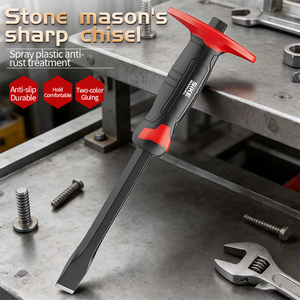 Cincel de mampostería y hormigón de acero de alto carbono - Mango recubierto de goma, protector de mano <span class=keywords><strong>para</strong></span> trabajos en <span class=keywords><strong>piedra</strong></span> - Product Image 1