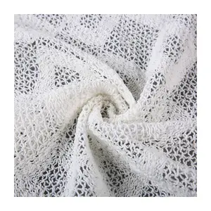 Hilo blanco 100% algodón tejido nuevo Cordón de red tela de encaje para vestido