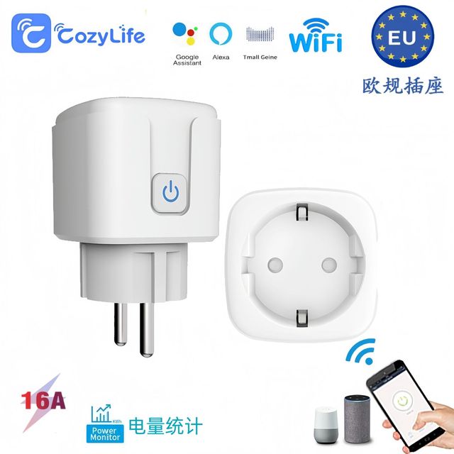 Energy Monitoring Smart Plug WiFi Socket Power Statistics Remote Control Intelligent Appliance Management for Household Use EU