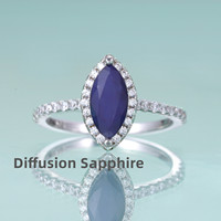 KH080 Bague en argent 925 avec halo de pierres précieuses naturelles de forme marquise délicate 5*10MM, grenat, améthyste, topaze bleue, CZ blanc, pour cadeaux