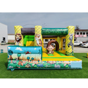 Château gonflable combiné toboggan et aire de jeux pour animaux de la ferme, château gonflable extérieur avec toboggan pour fête d'anniversaire d'enfants - Product Image 1