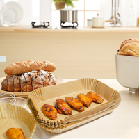 Nouveaux revêtements de friteuse à Air, doublure de papier de cuisson rectangulaire, plateau avec poignée, grille de cuisine, papier parchemin, accessoires de friteuse à Air