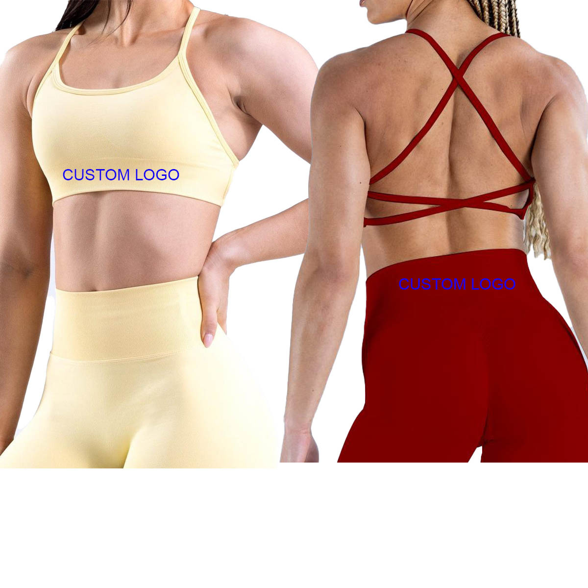 Wholesale Dynamic Backless Sports Bra High Fitness Underwear Back Cross Gym Crop Top Women Training Running Seamless Bras
