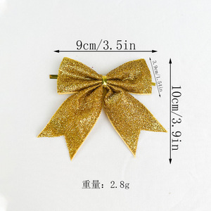Adorno de lazo de terciopelo dorado brillante transfronterizo para decoración navideña, nudo de cinta para árbol de Navidad - Product Image 3
