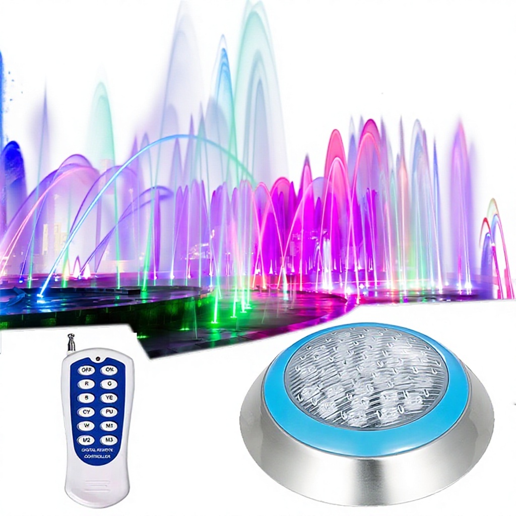 LED Swimming Pool & Fountain Lights Outdoor Monochrome RGB IP68 Waterproof Stainless Steel 12W-24W Remote Control
