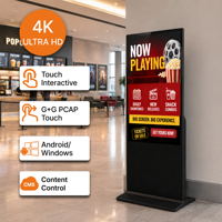 Pantalla Comercial para Interiores 24/7 de 32-65 Pulgadas 4K UHD 178 °   Base Táctil PCAP Ultrafina de 4 mm con Ángulo Amplio para Dispositivos Móviles