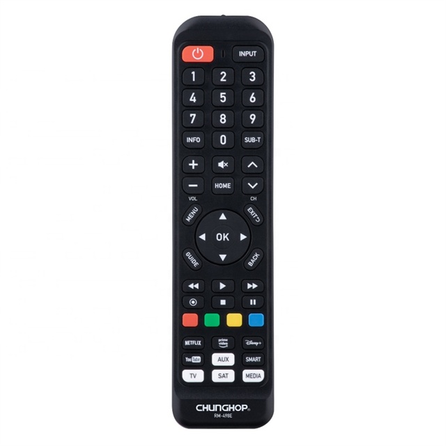 Universal Smart TV Remote Control with Fixed Code Plastic Material 15 Programmable Buttons for Hotel TVs