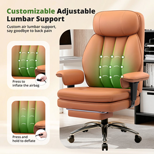 <span class=keywords><strong>Chaise</strong></span> <span class=keywords><strong>de</strong></span> <span class=keywords><strong>bureau</strong></span> ergonomique robuste en cuir à dossier haut avec support lombaire réglable, capacité 500 lbs, pour grands et grands-tailles, marron - Product Image 2