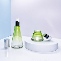 Ensemble de contenants en verre vides uniques pour soins de la peau, pot à crème de 30g, flacon pompe doré pour lotion et huile essentielle de 30-120ml pour cosmétiques