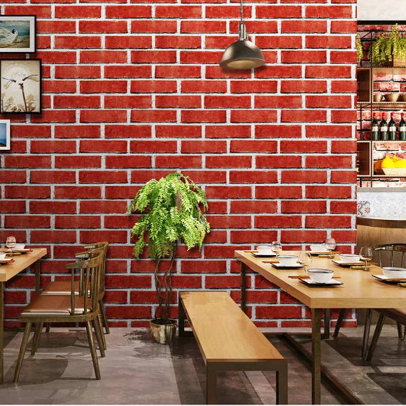 Barato Clássico Vermelho Tijolo Projeto 3D Cinza Tijolo Wallpaper Rolo Papel De Parede Decoração de Casa Por Atacado Personalizado Auto Adesivo Papel De Parede De Tijolos