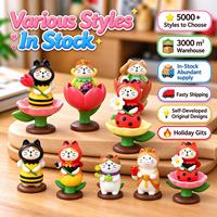 Figur Resin Kucing Taman Kawaii, Ornamen Bunga Lebah Kumbang Imut, Dekorasi Mini Piramida Peri Musik untuk Rumah Kantor, Hadiah Manis
