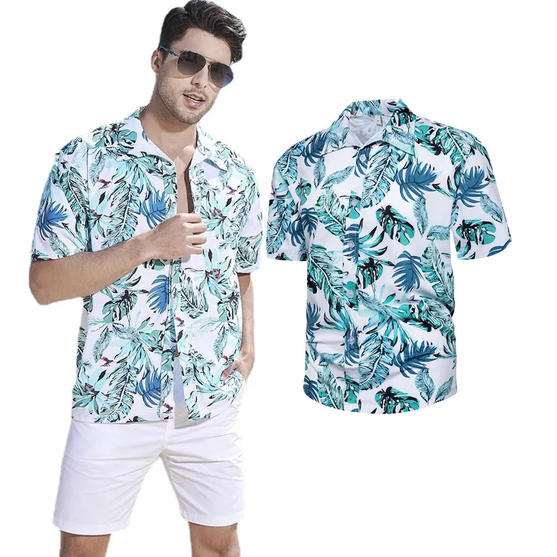 High Quality Men CASUAL Shirt Summer Hawaiian Resort Wear Tropical Top Floral Print Grande Taille Wholesale Men's Shirts