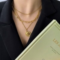 Pendentif portrait minimaliste inspiré d'Instagram, style européen et américain, collier à chaîne épaisse et audacieuse, bijou statement multi-couches