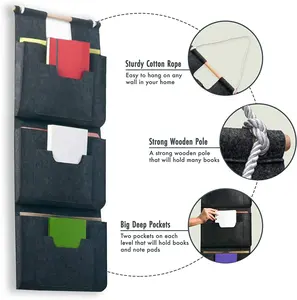 New Design Custom Cascading Wall Hanging Mail Organizer Sturdy Felt Office File for Mail Magazine Storage Magnetic Card Use