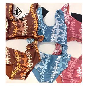 Traje de Baño de una Pieza para Niñas, Diseño Hawaiano, Tejido Reciclado, Impresión Personalizada a Doble Cara, 2024 - Product Image 2