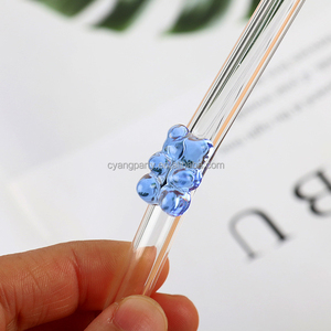 Pajitas con abalorio de vidrio de oso de goma, Pajita de vidrio de 16oz con abalorio de diseño de oso - Product Image 5