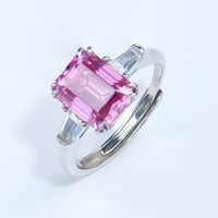 Bague de fiançailles unisexe de luxe en argent sterling 925 avec moissanite rose taille émeraude 3 carats sertie pavé et certificat GRA