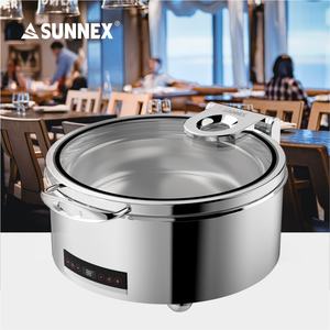Sunnex-Chauffe-plat rond électrique à induction en acier inoxydable poli miroir pour buffet d'hôtel - Product Image 3