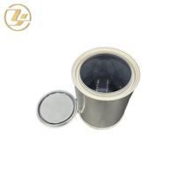 Boîte de conserve vide ronde de peinture en métal transparent de 1L enduite à l'intérieur avec couvercle et poignée à levier