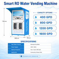 Kiosque commercial extérieur de distribution d'eau RO avec deux compartiments de remplissage de bouteilles pour l'alimentation en eau potable des communautés