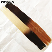 Extensions de cheveux humains Double Drawn, lisses et soyeux, 100% vierges péruviennes, couleur miel blond 1B/27, ombré bicolore