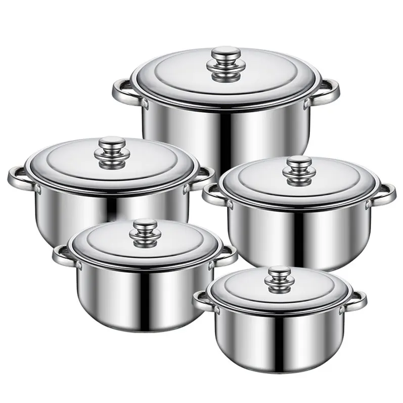 Hot sale stainless steel cooking pot cookware set 12 pcs pot set with steel cover