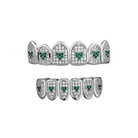 Derniers Grilles Dentaires Micro Six Teeth en Laiton et Zircon, Bijoux Plaqué Or, Style Hip-Hop pour Hommes, pour Décoration d'Halloween