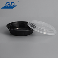 Bol à soupe aux nouilles jetable en gros à emporter bol en plastique d'emballage alimentaire à emporter bol à salade noir avec couvercle transparent