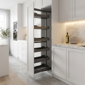 Alacenas para despensa independientes, estanterías de almacenamiento, gabinetes de cocina de acero inoxidable con cestas extraíbles - Product Image 1