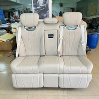 Sofa Kulit Ganda Aero Mewah, Dapat Direbahkan Menjadi Tempat Tidur, Dirancang untuk RV, Van, Toyota Hiace, MPV, Sprinter.