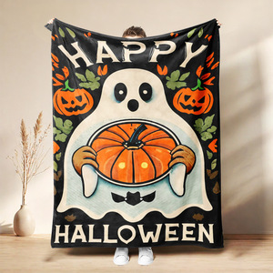 Couverture en flanelle à motifs d'Halloween, couverture de sieste, décoration d'automne, motif Trick or Treat, super douce et confortable pour la chaleur hivernale - Product Image 5