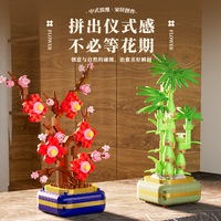 Mini Pot d'Orchidée en Briques - Bouquet de Fleurs Artificielles en Blocs de Construction - Jouet Unisexe - Cadeau Éducatif