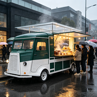 Camioneta de Comida Móvil Vintage Verde Personalizada con Vaporera Eléctrica, Área de Calentamiento de Platos para Negocios de Desayunos Calientes