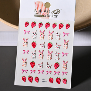 1 pezzo 5D Macaron fiore frutta Nail Art adesivo in rilievo orso/coniglio/lettera unghie Slider decalcomanie adesivi estivi Manicure decorazione - Product Image 6