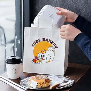 ถุงกระดาษคราฟท์แบบใช้แล้วทิ้ง ย่อยสลายได้ รีไซเคิลได้ เป็นมิตรกับสิ่งแวดล้อม สำหรับร้านเบเกอรี่ พร้อมหูหิ้ว - Product Image 4