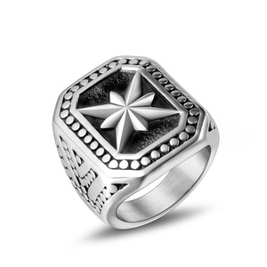 Men's <b>Titanium</b> Steel <b>Ring</b> Star Pattern Punk Style Gift Jewelry SA1035 - Product Image 5