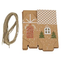 Boîte à friandises en forme de maison de Noël personnalisée Huicai - Boîte en papier kraft recyclable pour les fêtes et les cadeaux