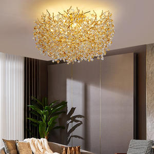 ثريا فاخرة مضيئة من الكريستال لغرفة المعيشة وغرفة الطعام ثريا معلقة جميلة وحديثة رائعة من الكريستال الذهبي - Product Image 4