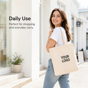 Heavy Duty 12oz <b>Canvas</b> Tote <b>Bag</b> Custom Logo Reusable Shopping <b>Bags</b> Eco Friendly Grocery <b>Bag</b> with Reinforced Handles - Product Image 3