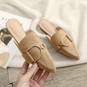 Nuevas Pantuflas de Punta Puntiaguda para <span class=keywords><strong>Mujer</strong></span>, Mules de Gamuza para Exteriores, <span class=keywords><strong>Zapatos</strong></span> Planos de Moda Casual para <span class=keywords><strong>Mujer</strong></span> - Product Image 6