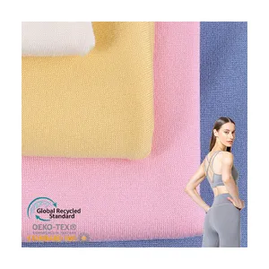 Shaoxing Starke textil 100D, Jersey kain cetak sutra spandeks poliester selesai sisi atas Persik untuk pakaian Yoga