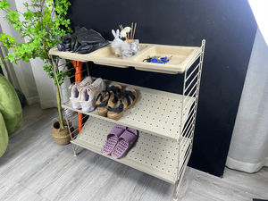 Prêt à expédier : Organisateur de chaussures convertible à 3 niveaux, étagère à chaussures suspendue en métal, grande capacité (24 paires), noir, moderne - Product Image 2