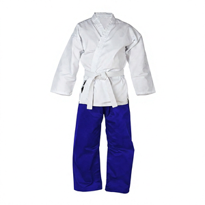 Uniforme de Karate para Niños, 100% Algodón, Top Blanco, Pantalones Negros con Cinturón Blanco, Unisex, Corte Regular, Transpirable - Product Image 1