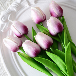 <strong>Cheap</strong> Artificial Tulip Pink Yellow <strong>Purple</strong> <strong>Flower</strong> Wedding Decorative Real Touch Pu Faux Tulip <strong>Flower</strong> for Decor - Product Image 5