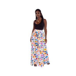 <span class=keywords><strong>Pantalon</strong></span> d'été long à jambes larges imprimé taille haute <span class=keywords><strong>pantalon</strong></span> ample joli motif imprimé <span class=keywords><strong>pantalon</strong></span> pour femmes - Product Image 3