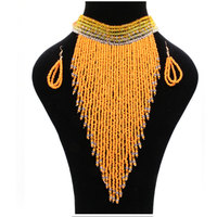 Ensemble de bijoux traditionnels ethniques zoulou pour femme, collier africain, cascade zoulou, maasai, franges perlées, long pendentif, collier, boucles d'oreilles
